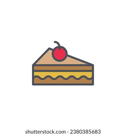 Vector sign of the piece of cake symbol isolated on a white background. icon color editable.