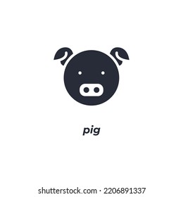 Das Vektorzeichen des Schweinesymbols ist einzeln auf weißem Hintergrund. Symbolfarbe editierbar.