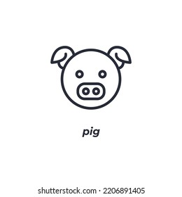 Vector sign of pig symbol is isolated on a white background. icon color editable.