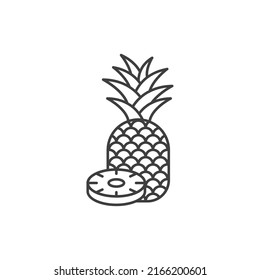 Vector sign of the Pineapple symbol is isolated on a white background. Pineapple icon color editable.