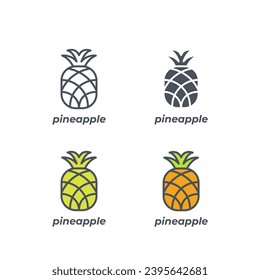 Vector sign of the pineapple symbol isolated on a white background. icon color editable.