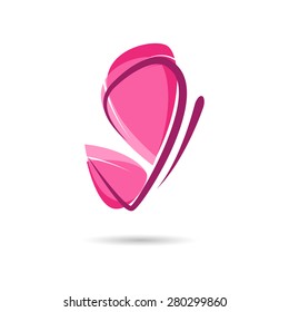 Vector sign pink butterfly