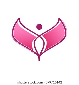 Vector sign pink butterfly. Spa and spring concept