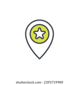 Signo vectorial del símbolo de punto de referencia aislado en un fondo blanco. color de icono modificable.