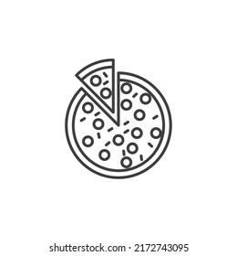 El símbolo vectorial de la pizza está aislado en un fondo blanco. color de icono de pizza editable.