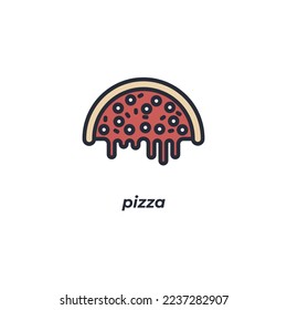 Vector sign pizza symbol is isolated on a white background. icon color editable.
