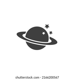 El signo vectorial del símbolo Planeta Saturno está aislado en un fondo blanco. Color del icono de Planet Saturn editable.