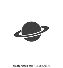 El signo vectorial del símbolo Planeta Saturno está aislado en un fondo blanco. Color del icono de Planet Saturn editable.