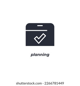 El símbolo de planificación de signos vectores se aísla en un fondo blanco. color de icono modificable.