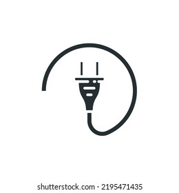 Vector sign of plug symbol is isolated on a white background. plug icon color editable.