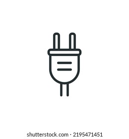 Vector sign of plug symbol is isolated on a white background. plug icon color editable.