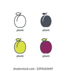 Vector sign of the plum symbol isolated on a white background. icon color editable.