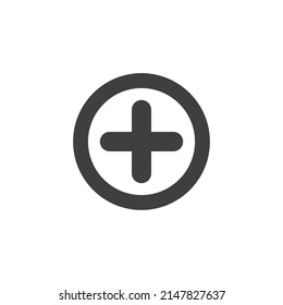 Das Vektorzeichen des Plus-Symbols ist einzeln auf weißem Hintergrund. und die Symbolfarbe kann geändert werden.