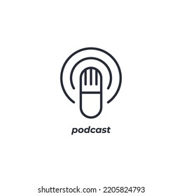 Vector sign of podcast symbol is isolated on a white background. icon color editable.