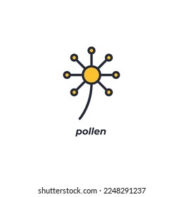 Vector sign pollen symbol is isolated on a white background. icon color editable.