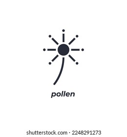 El símbolo de polen de signo vectorial se aísla en un fondo blanco. color de icono modificable.