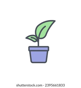 Vector sign of the pot plant symbol isolated on a white background. icon color editable.