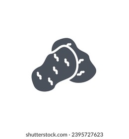 Vektorzeichen des Kartoffelzeichens einzeln auf weißem Hintergrund. Symbolfarbe editierbar.