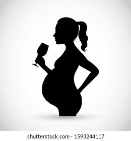 Vector Sign, Pregnant Woman Drinking Alcohol