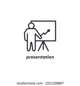 Vector sign presentation symbol is isolated on a white background. icon color editable.