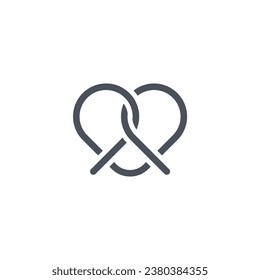 Vector sign of the pretzel symbol isolated on a white background. icon color editable.