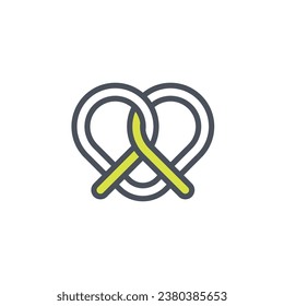 Vector sign of the pretzel symbol isolated on a white background. icon color editable.