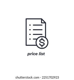 Vector sign price list symbol is isolated on a white background. icon color editable.
