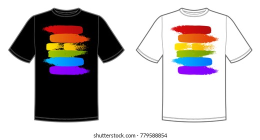 Vector sign print for t-shirt with Pride lgbt bright rainbow
