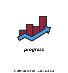 Vector sign progress symbol is isolated on a white background. icon color editable.