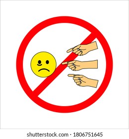 signo vectorial que prohíbe el abuso infantil, digamos No bullying en fondo blanco
