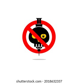 vector sign prohibiting drug use, stop drug icon