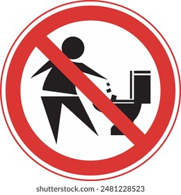 vector sign prohibiting throwing rubbish in the toilet