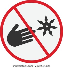 Vector sign prohibiting throwing stars