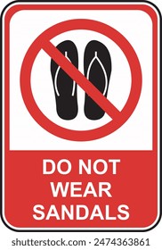 vector sign prohibiting wearing sandals