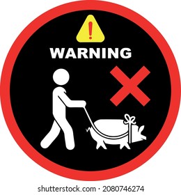 vector sign of the prohibition of walking with a pig