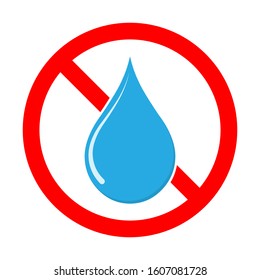 Vector sign of prohibition of a water. Do not allow liquid. Stop water sign isolated. No water drop sign.