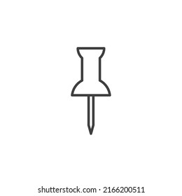 El signo vectorial del símbolo del pasador de inserción se aísla sobre un fondo blanco. Se puede editar el color del icono del pasador.