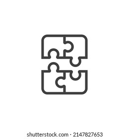Vector sign of the puzzle symbol is isolated on a white background. puzzle icon color editable.