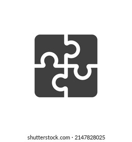 El signo vector del símbolo del rompecabezas se aísla sobre un fondo blanco. color del icono del rompecabezas modificable.