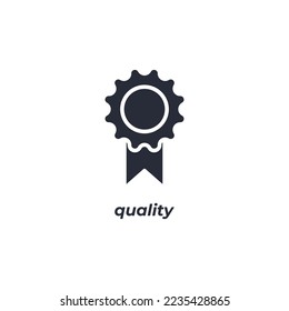 Vector sign quality symbol is isolated on a white background. icon color editable.