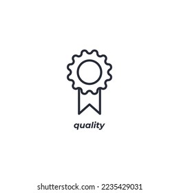Vector sign quality symbol is isolated on a white background. icon color editable.