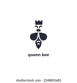 El símbolo de abeja reina de signos vectores está aislado en un fondo blanco. color de icono modificable.