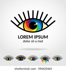 Vector sign rainbow eye. Colorful Template Business Logo Concept. Digital Vision Icon. Eye Symbol Vector Design.