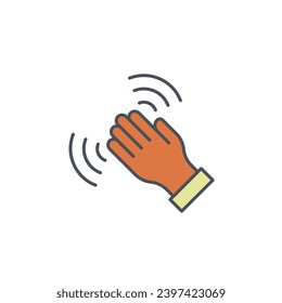 Vector sign of the raised hands symbol isolated on a white background. icon color editable.