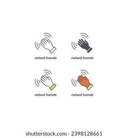 Vector sign of the raised hands symbol isolated on a white background. icon color editable.