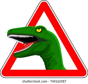 vector sign with raptor dinosaur illustration