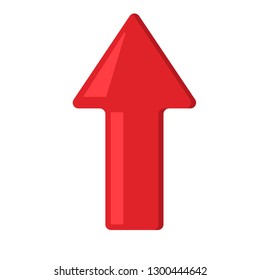 Vector sign red arrow up. Flat vector illustration on white background