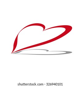 Vector sign red heart and its shadow