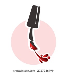 Signo de Vector de un cepillo rojo del esmalte del clavo aislado en el fondo blanco