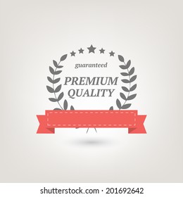 Vector sign with red ribbon "Premium quality"